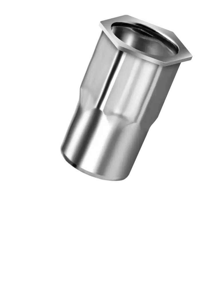 KUNNUT Blindnietmutter M12 Edelstahl A2 kleiner Senkkopf Teilsechskant offen Klemmbereich 0,5-2,0 mm